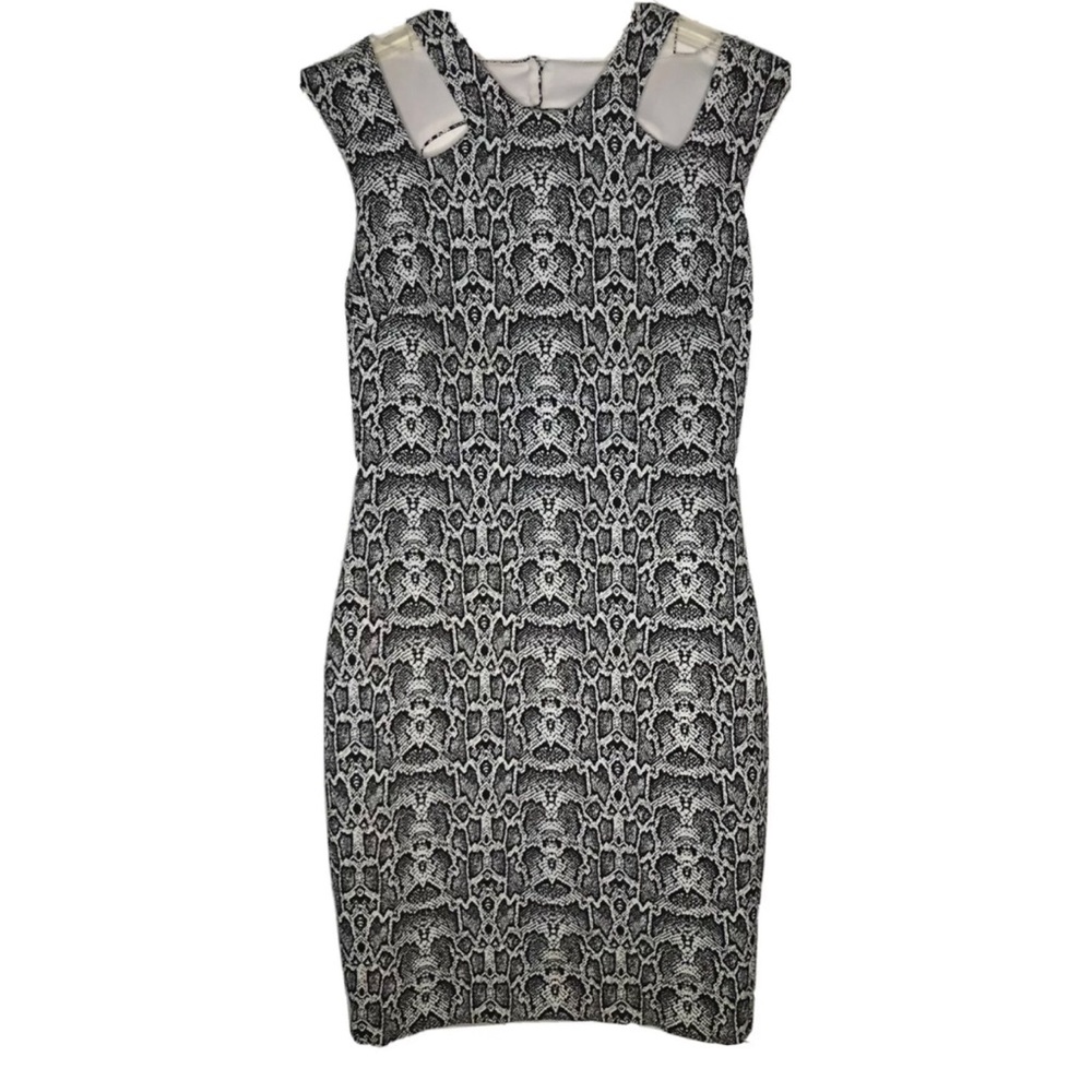 Cache black and white snake print bodycon dress 8